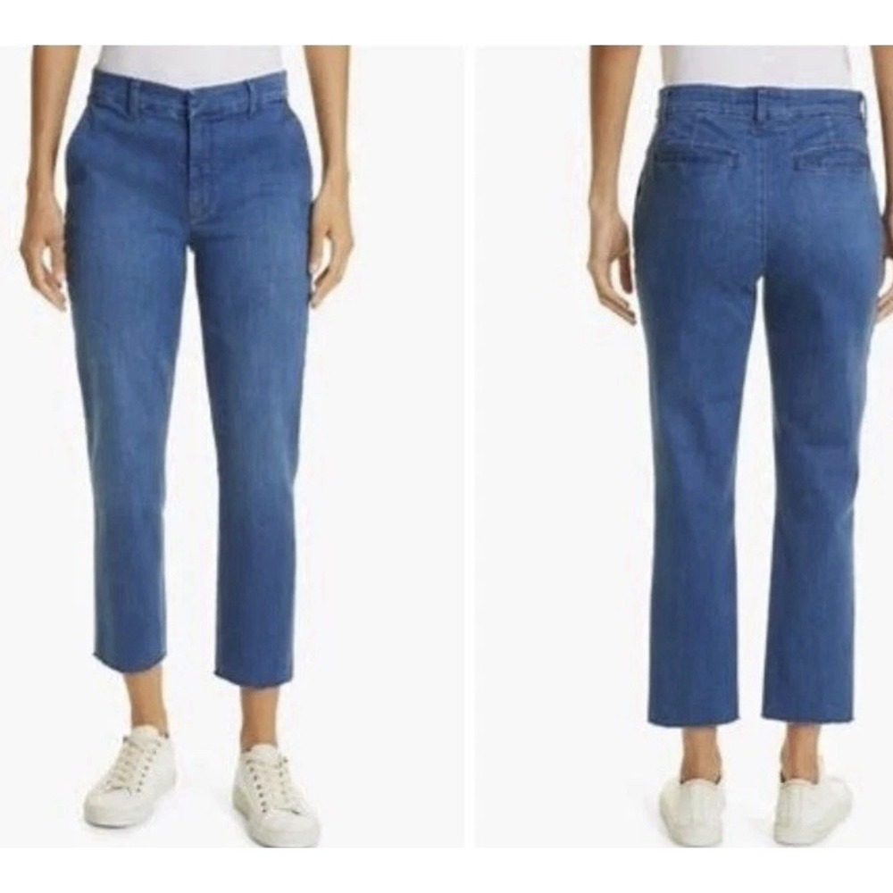 Frank & Eileen Jeans 4 Blue Wicklow‎ Straight Crop Italian Denim Stretch EUC Raw